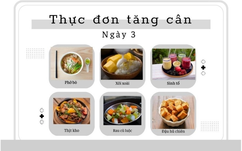 Thực đơn tăng cân ngày 3 no bụng